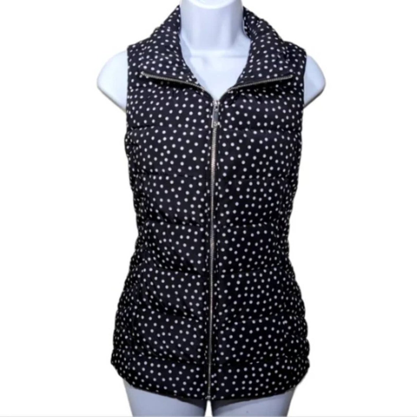 Tommy Hilfiger New York Polka Dot Puffer Vest in Black & White NWT Size XL