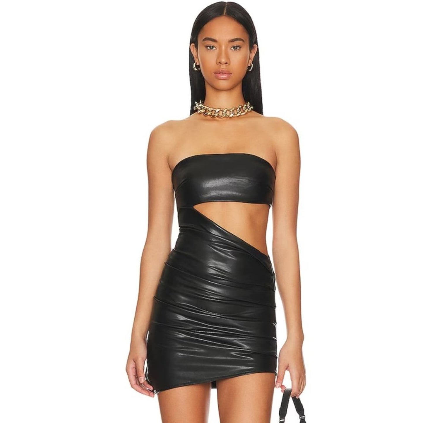 Lovers + Friends Farrah Faux Leather Mini Dress in Black NWOT Size Small