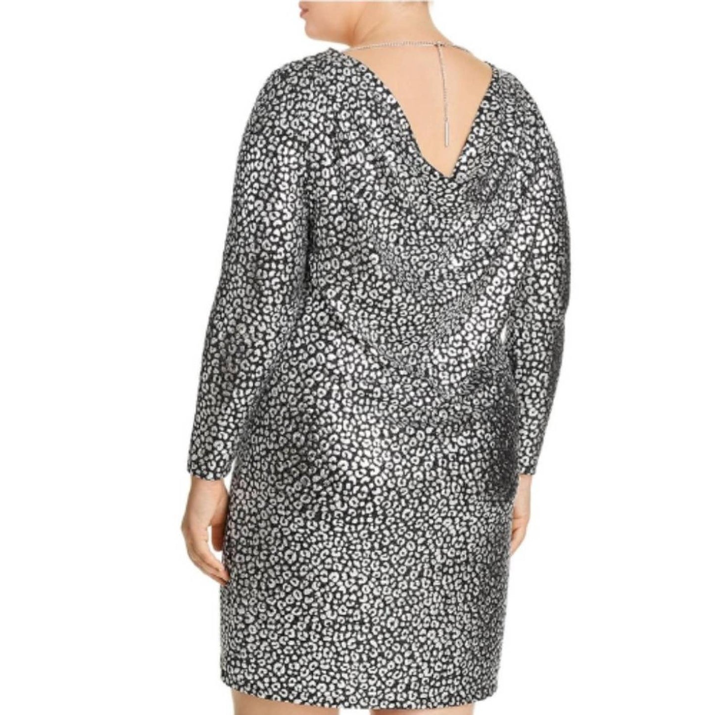 Michael Kors Black and Silver Plus Size Animal Print Sheath Dress NWT Size 2X