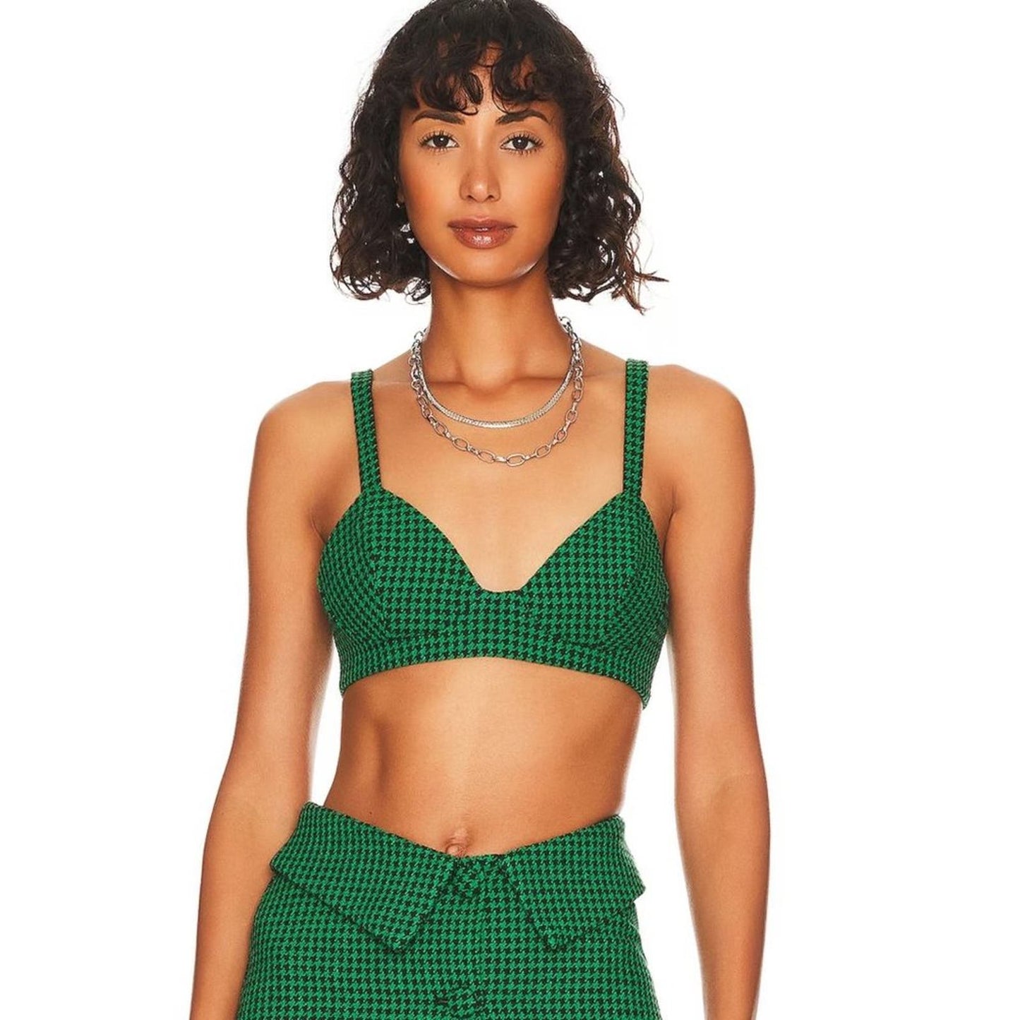 Lovers + Friends Avery Bralette in Green and Black NWOT Size Small