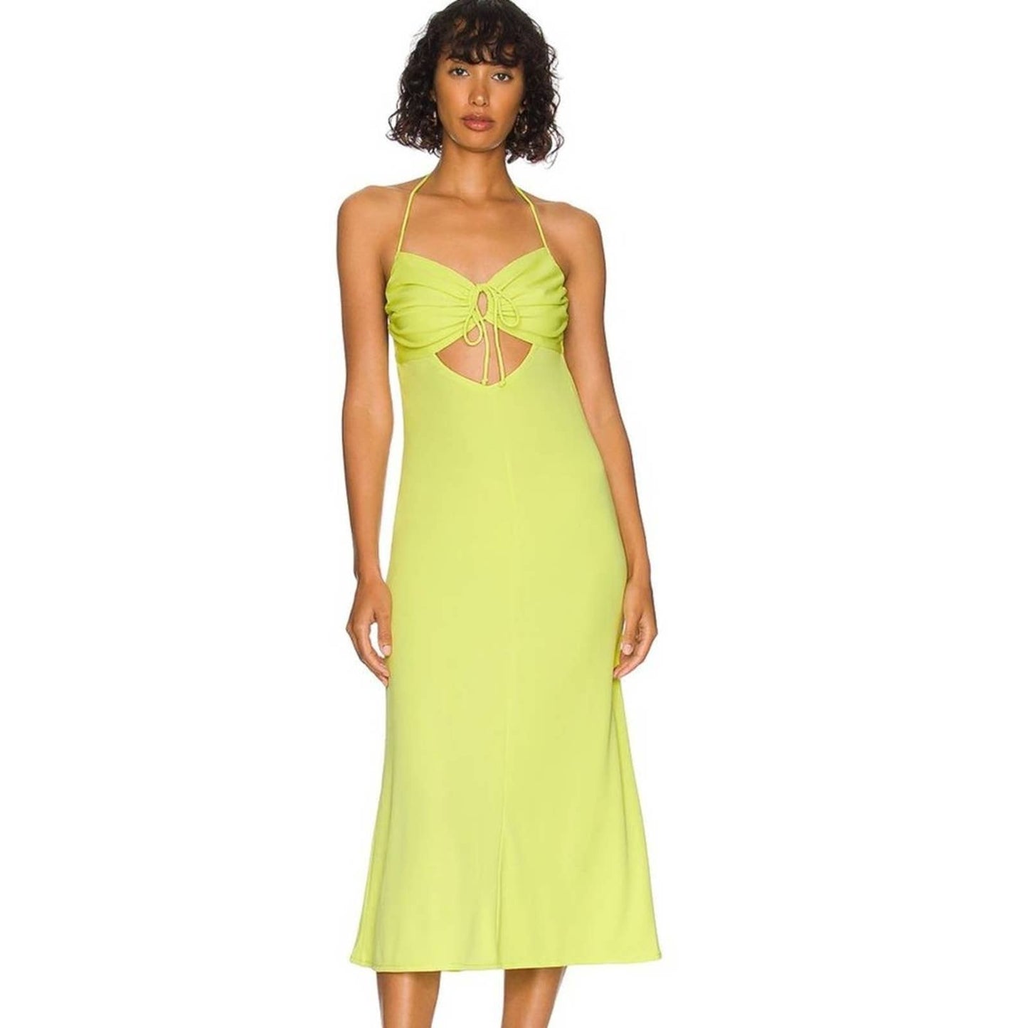 L'Academie Mira Midi Dress in Limelight NWOT Size Small