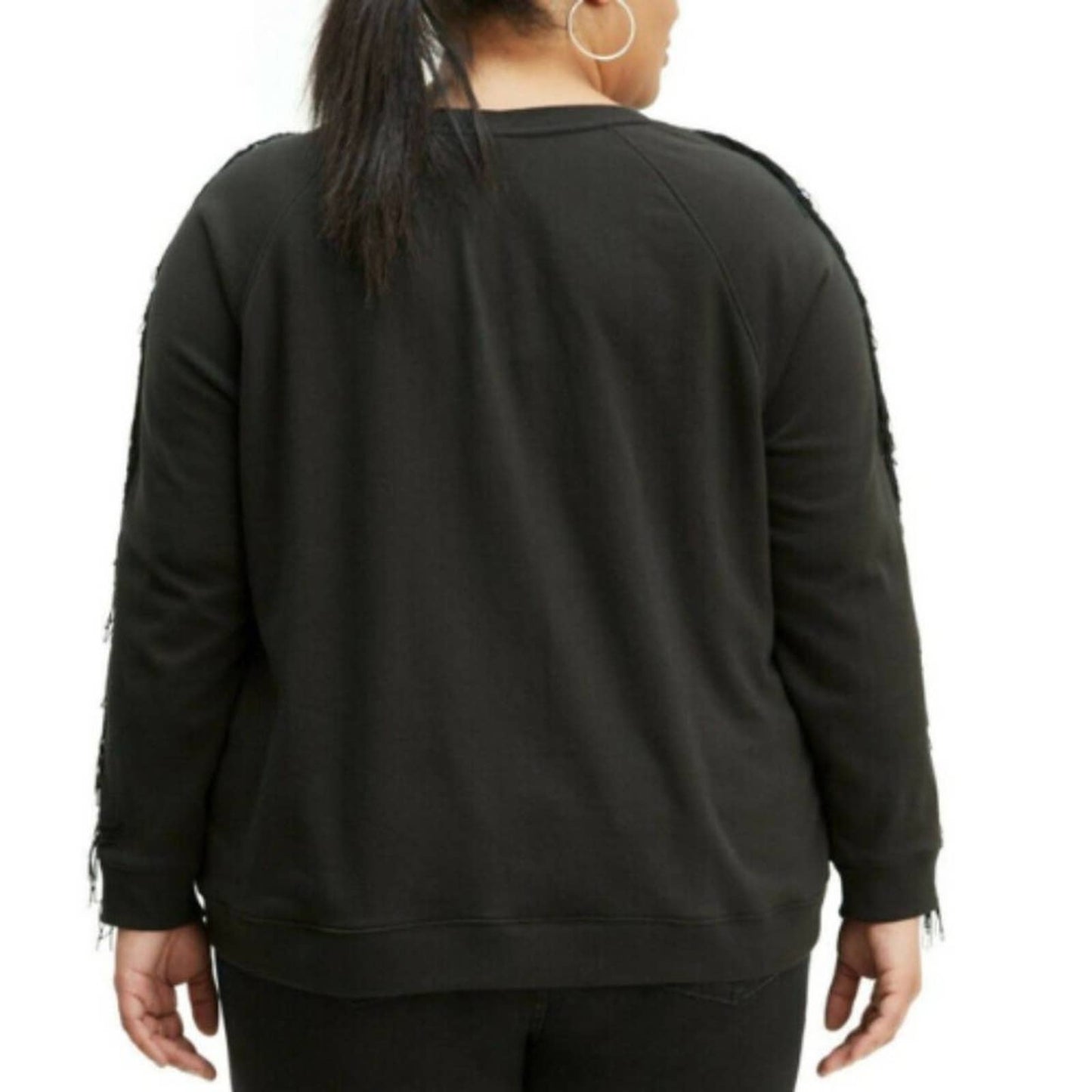 Levi's Plus Size Black Sweatshirt With Fringe Down The Arms NWT Size 3X