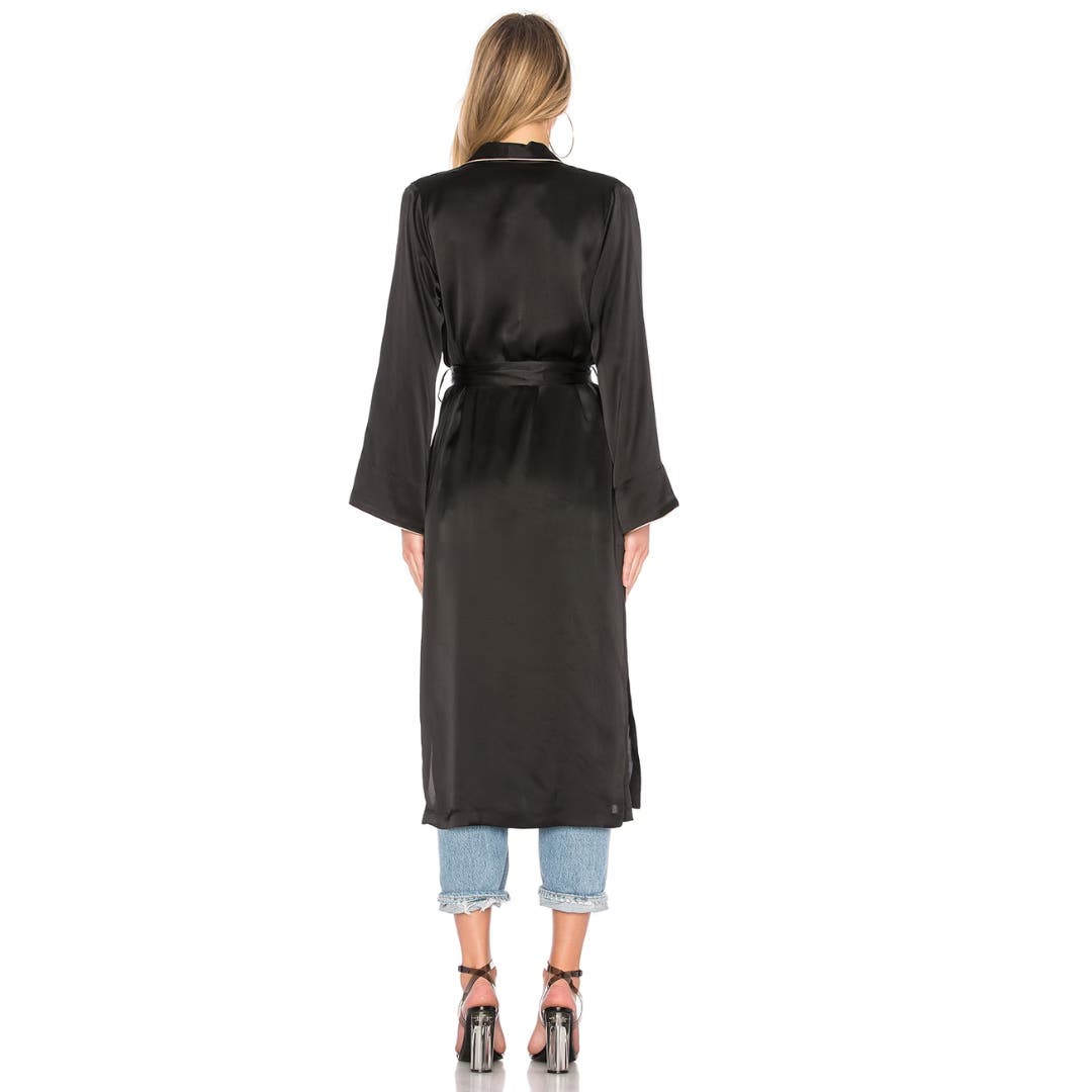 CAMI NYC x Revolve  The Harlow 100% Silk Kimono In Black NWT Size L