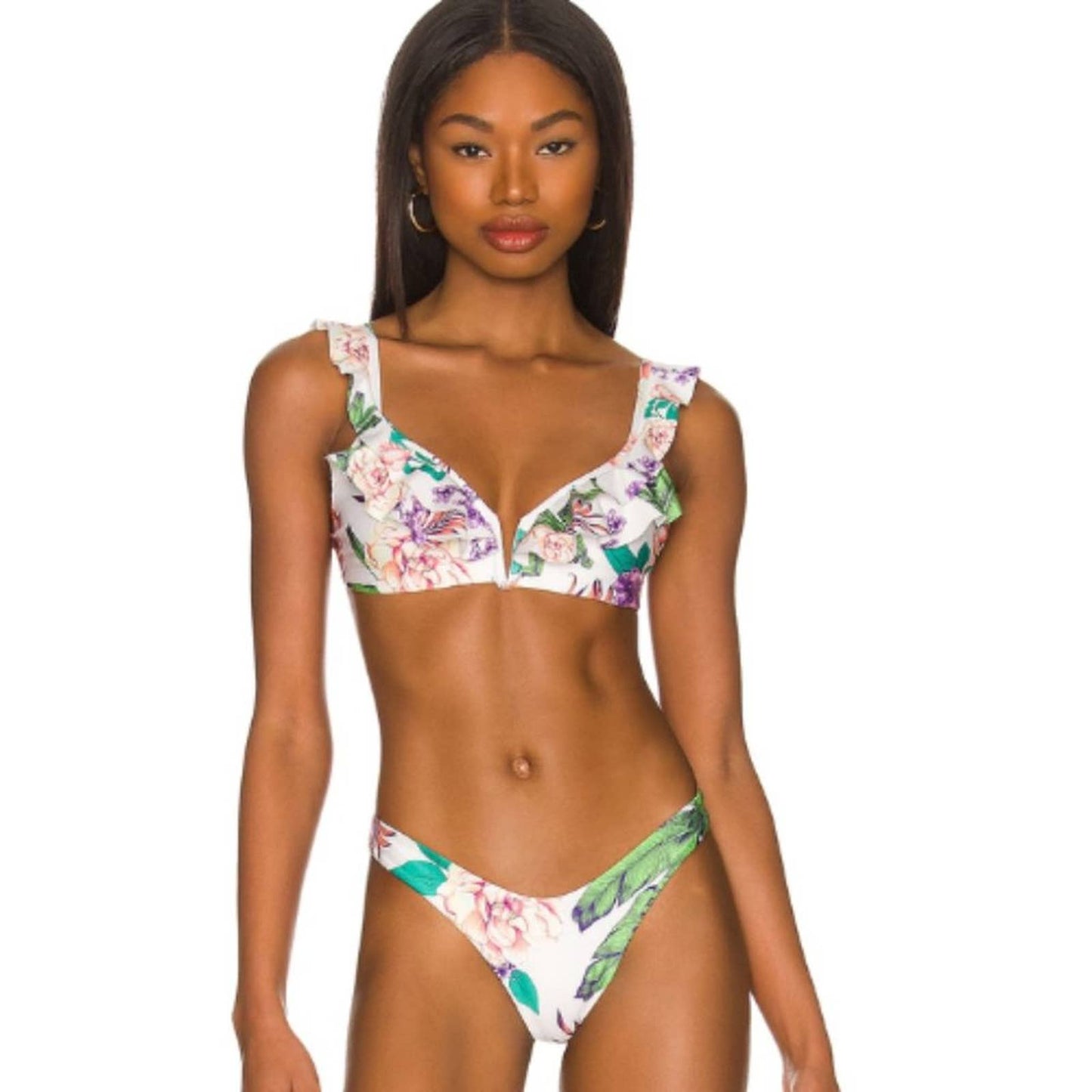Agua Bendita x REVOLVE Malena Bikini Top in Off White NWT Size Large