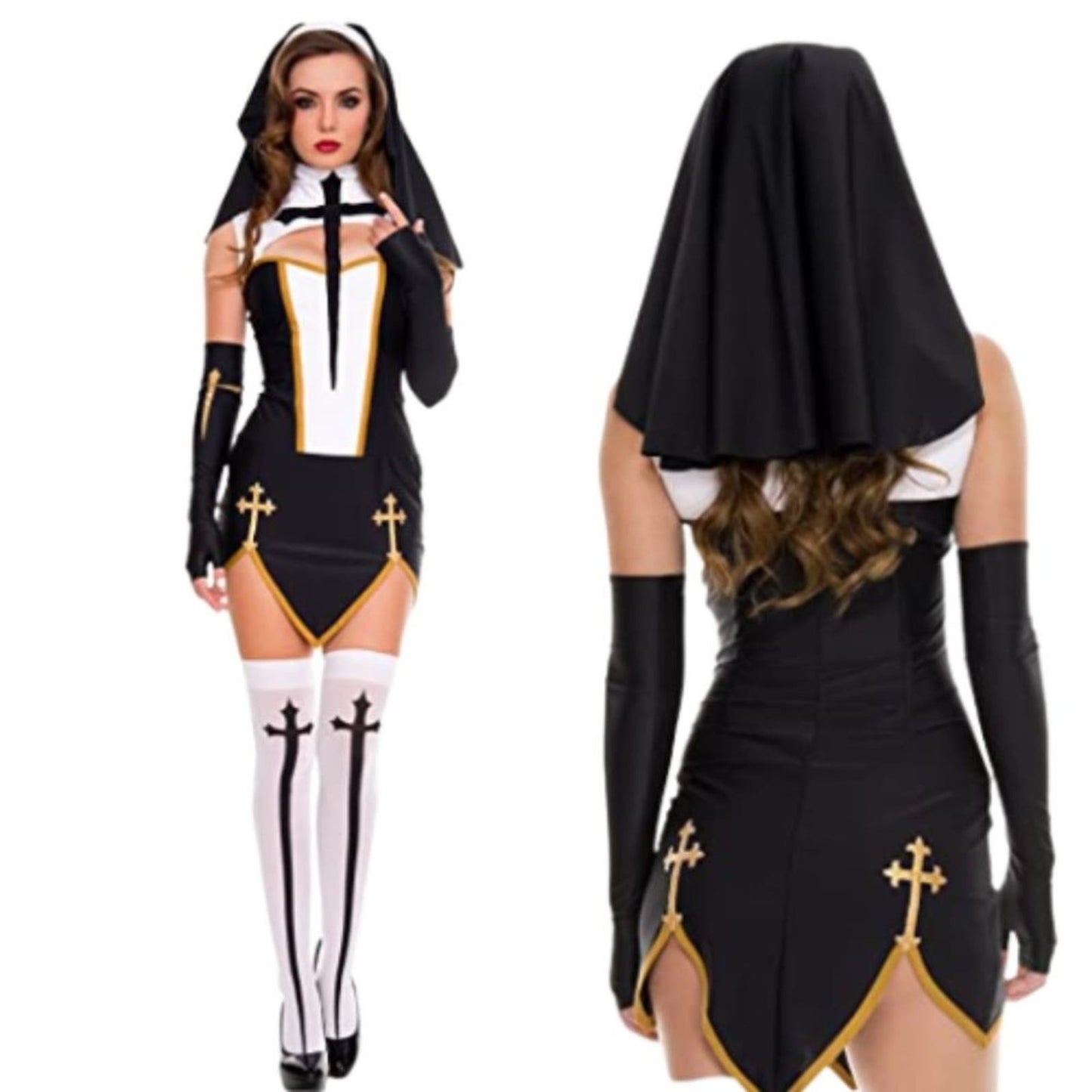 Music Legs Bad Habit Nun Costume NWT