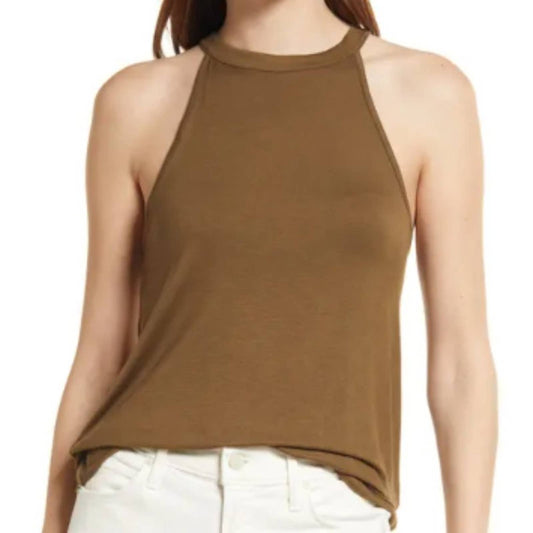 Melrose and Market High Neck Knit Tank Top in Olive Tree NWT