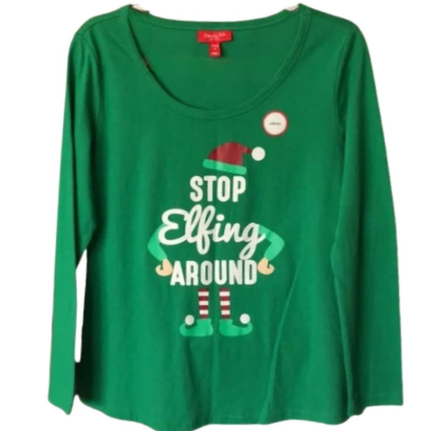 Macy’s "Family PJ's" Women's"Stop Elfing Around" Christmas Top NWT Size M