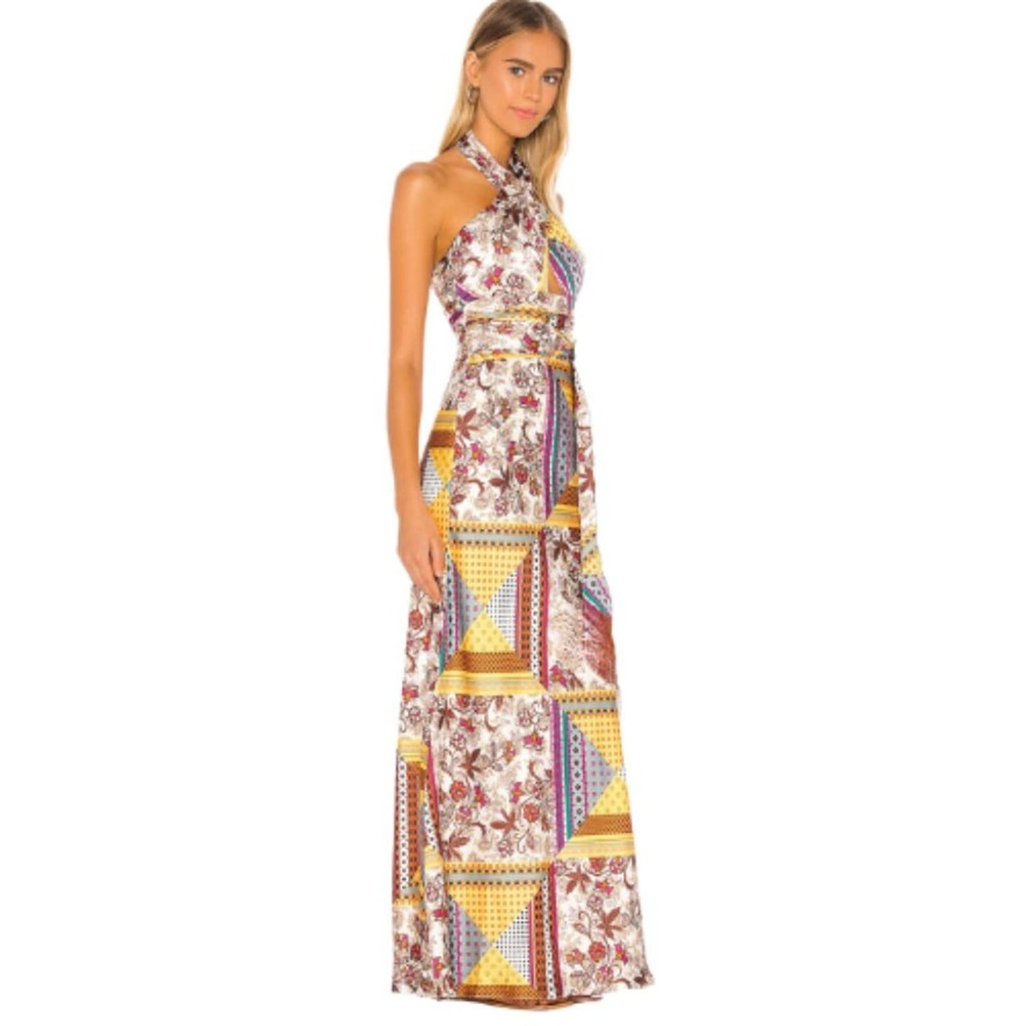 House of Harlow 1960 x REVOLVE Tianna Maxi Dress in Patchwork Multi NWT …