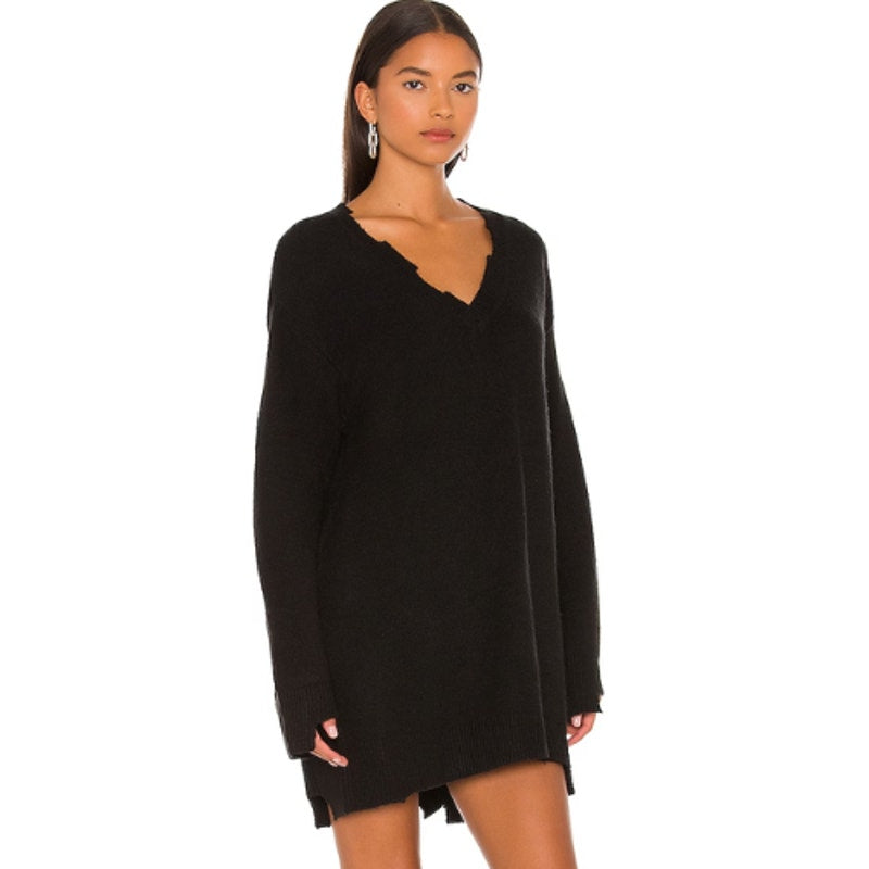 NBD Evie Distressed Knit Mini Dress in Black NWT Size Small