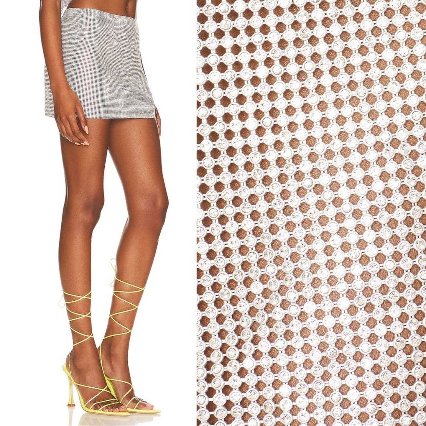 Camila Coelho Noemi Skirt in Silver Rhinestone NWT Size XS / Small