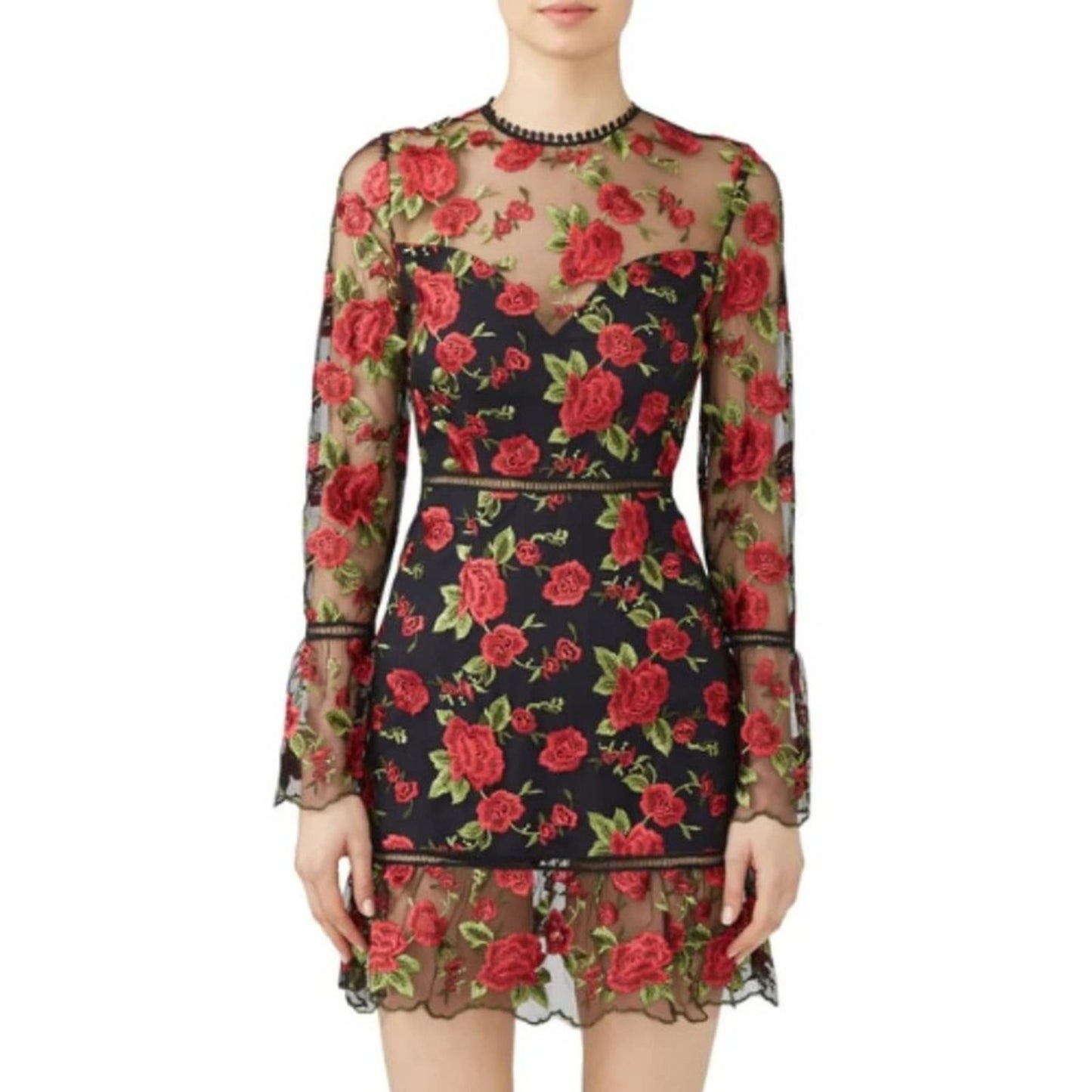 SAYLOR Rose Allison Dress in Black and Red Size Small