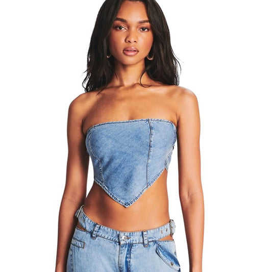 SER.O.YA Tate Denim Bandanna Top NWT Size Medium