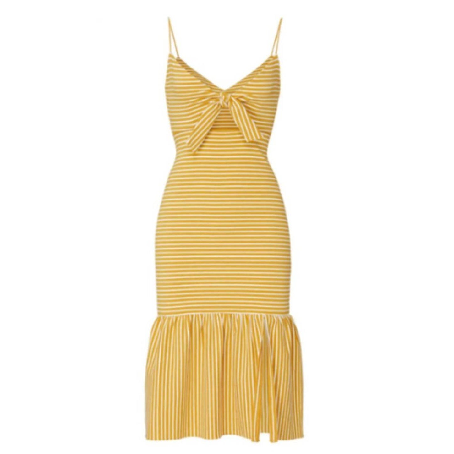 Saylor Doris Dress in Golden Yellow and White Stripe Size Small