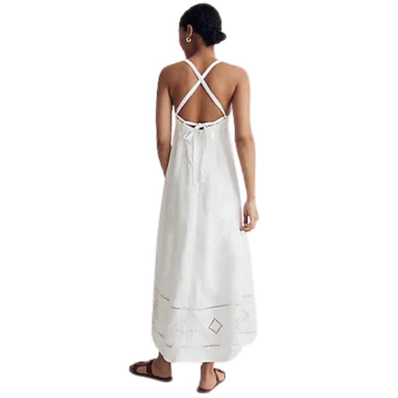 Madewell Embroidered Eyelet Tie-Back Cami Midi Dress NWT Size 00