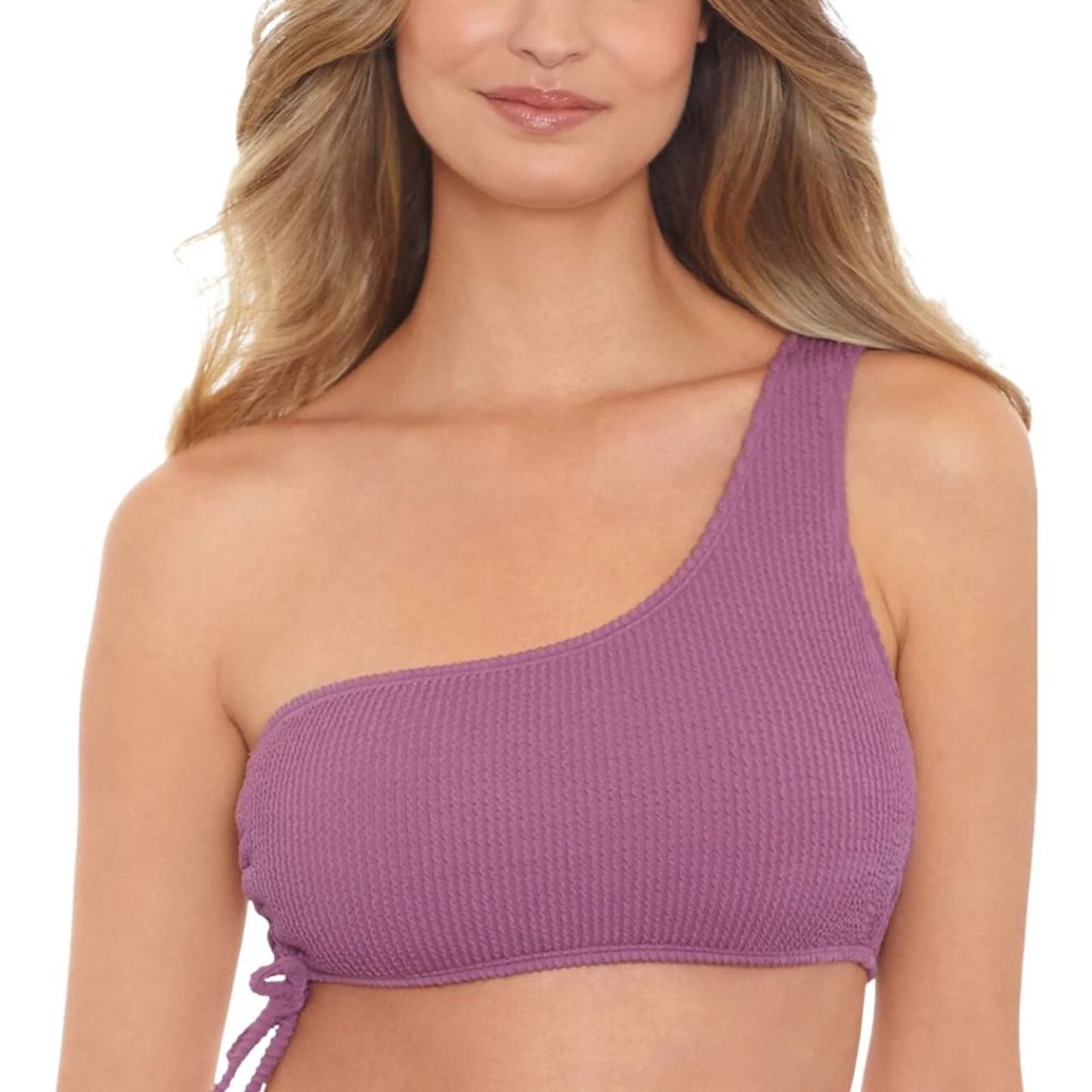 Macy's Salt & Cove Sandy Ribbed One-shoulder Bikini Top In Mauve Pink NW…