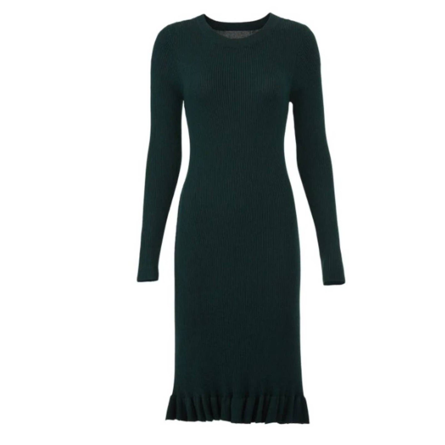 Anthropologie John + Jenn Knit Ribbed Green Sweater Dress Size Medium