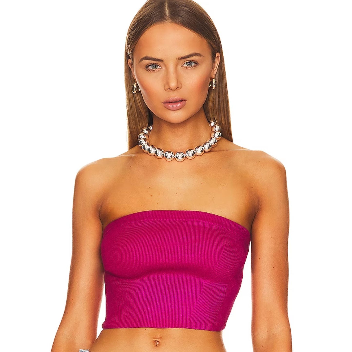 NBD Metallic Coated Tube Top in Pink NWT Size Small