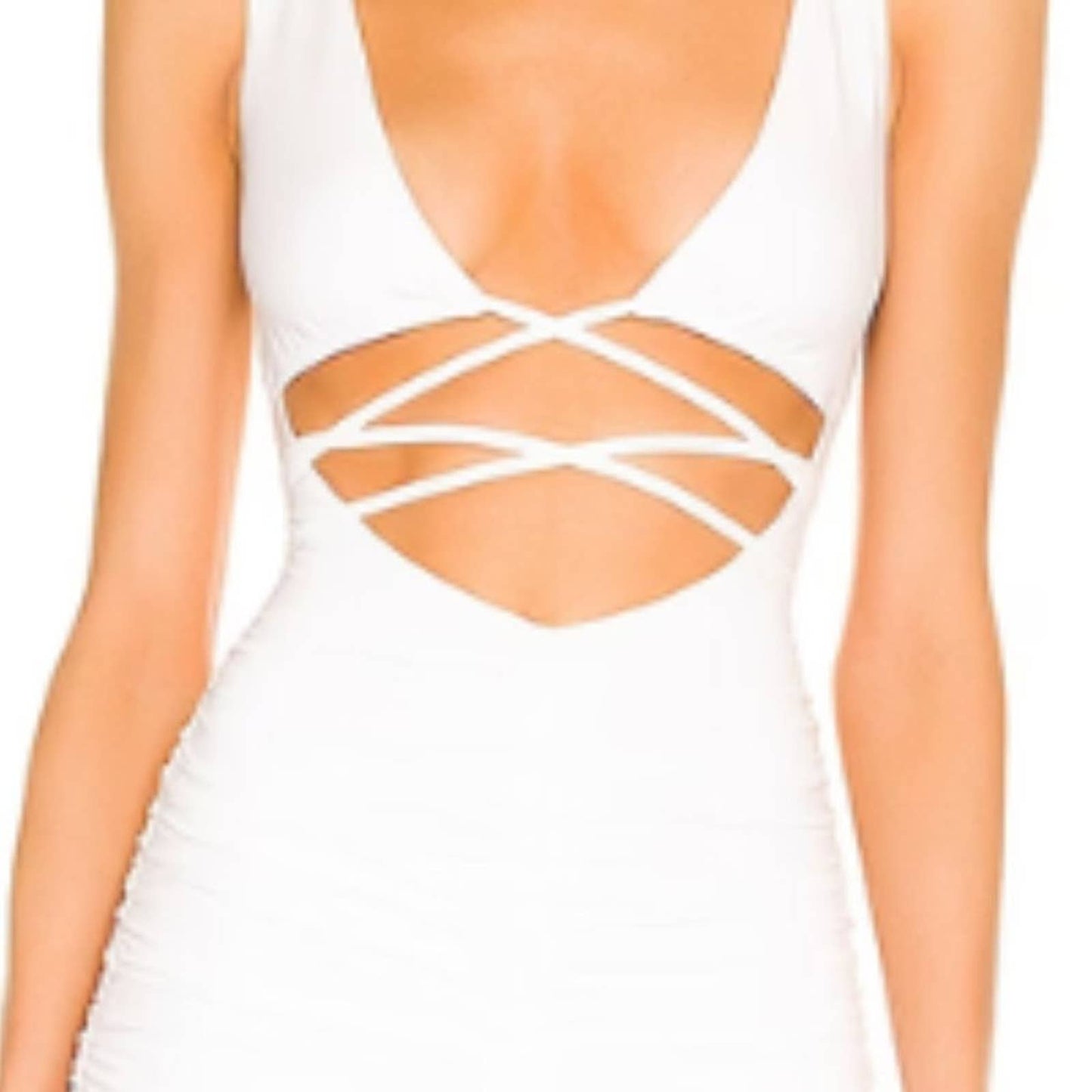 Superdown Analeisa Ruched Mini Dress in White NWT Size Smalll